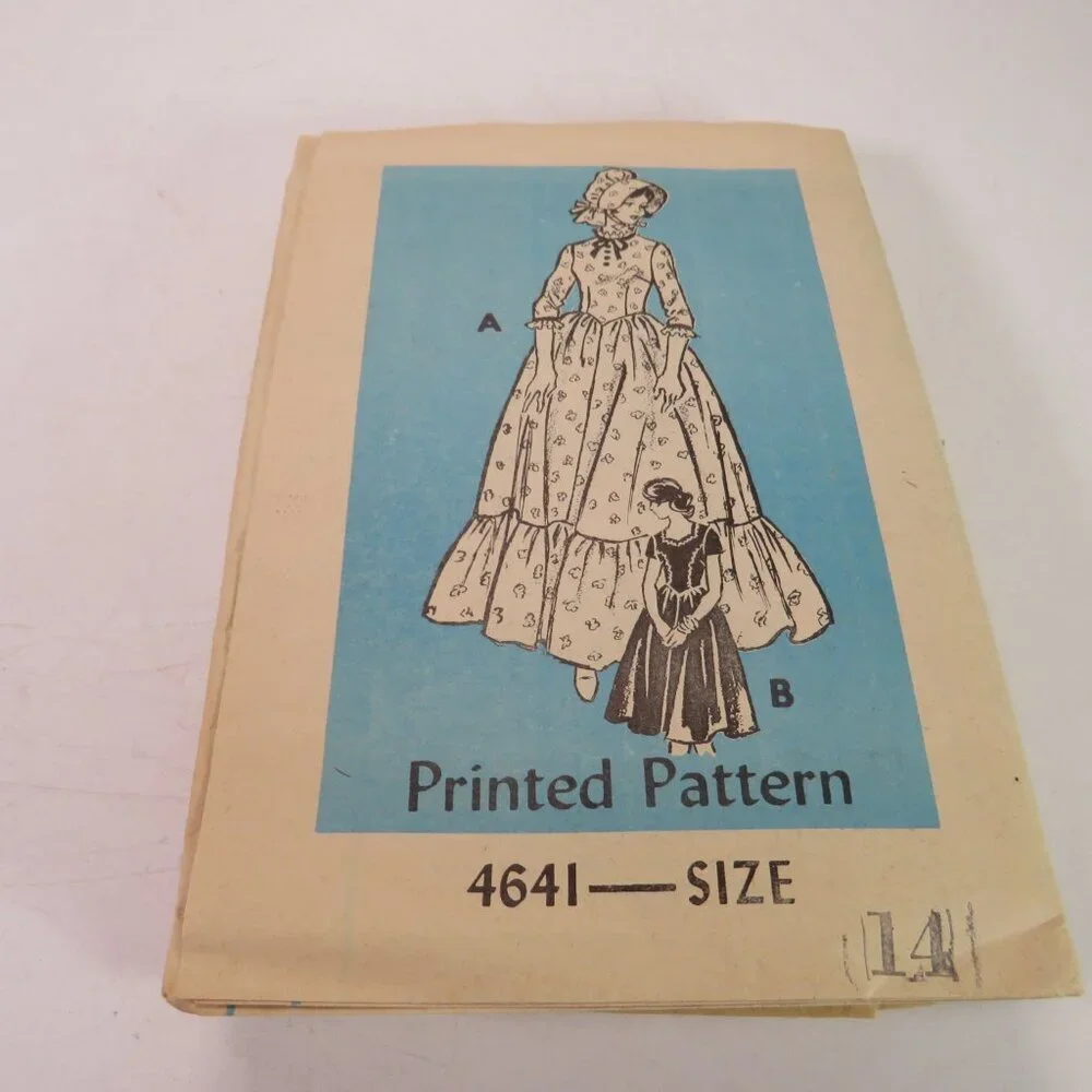 Printed Pattern 4641 Sewing Pattern size 14 Prairie Dress & Bonnet Hat